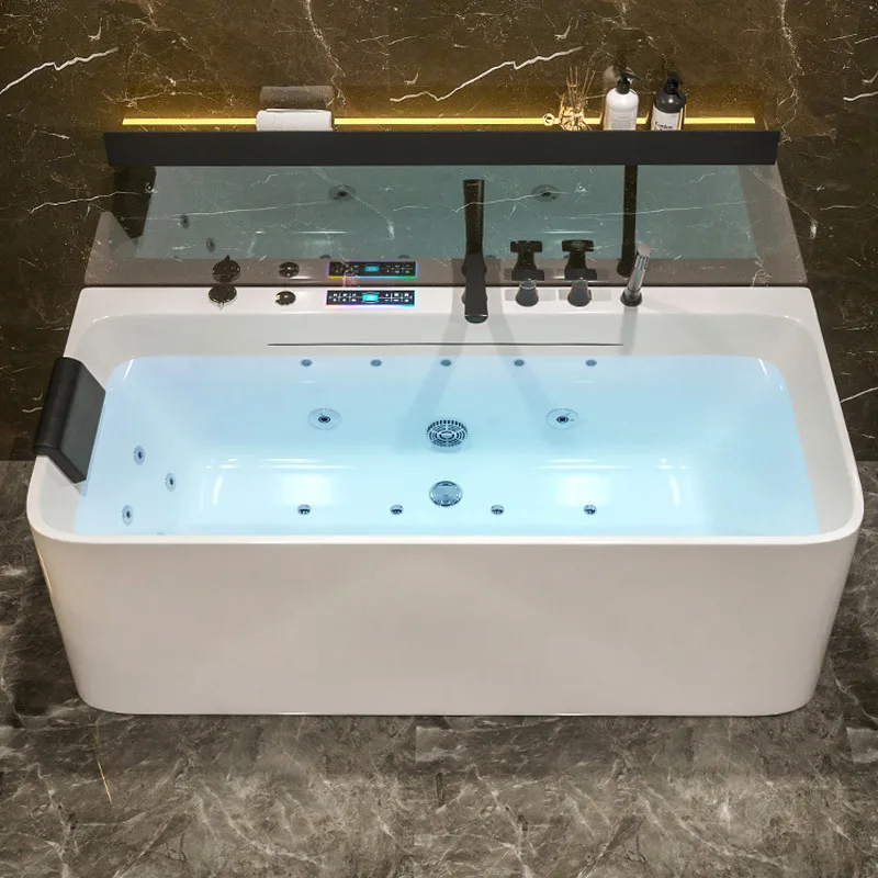 Bathtub Household Bath Bath Deep Soaking Small Unit Acrylic Bathtub Hotel Thermostatic Surfing Jacuzzi