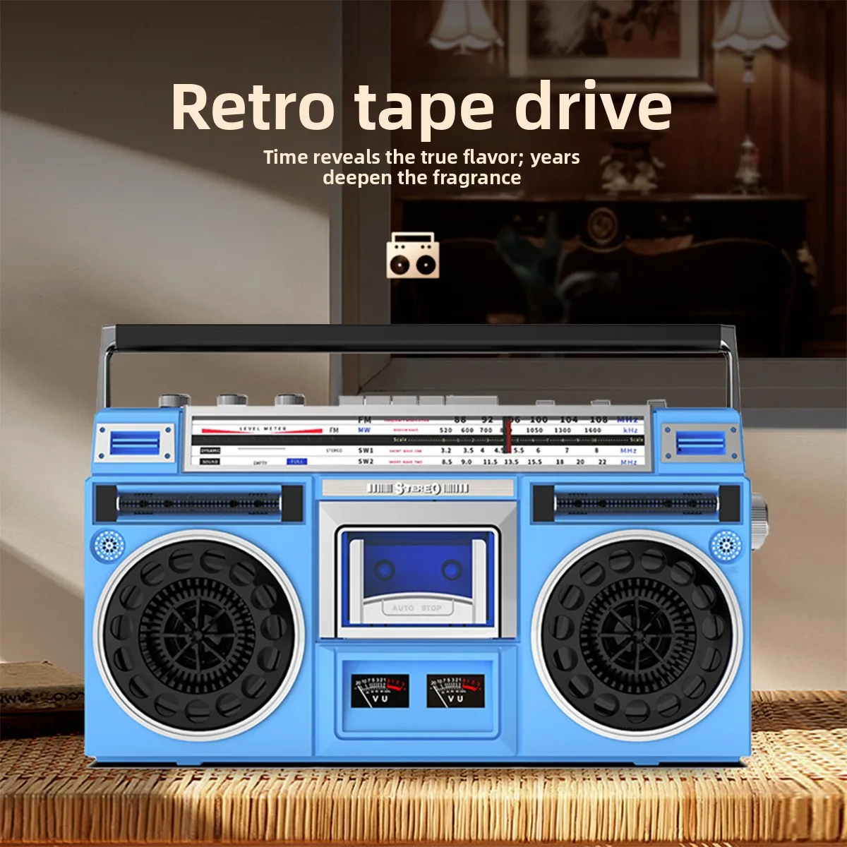 Retro Bluetooth Cassette Player FM Radio Receiver Tape Recorder Support TF Card USB Flash Drive Built-in Speaker