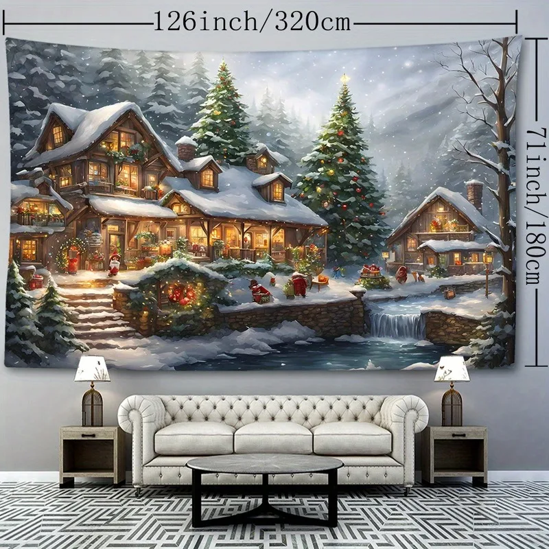 VIKAMA Bethlehem Star Nativity Tapestry, Manger Animals Holy Night, Religious Xmas Wall Hanging for Home Church Decor