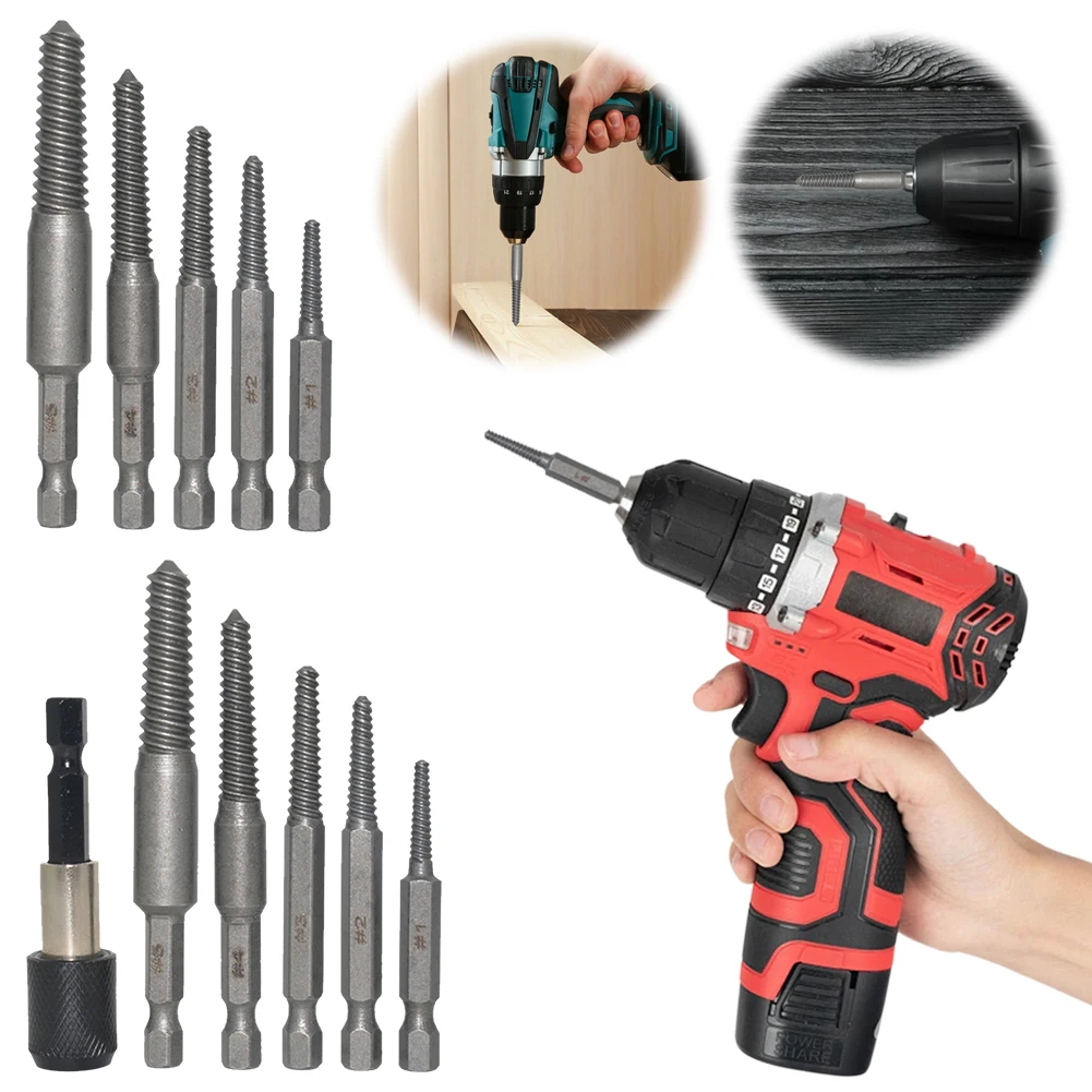 

5/6 Pcs Hexagonal Broken Thread Extractor Set Damaged Screw Extractor Thread Bad Screw Stud Remover Power Tool Accessory