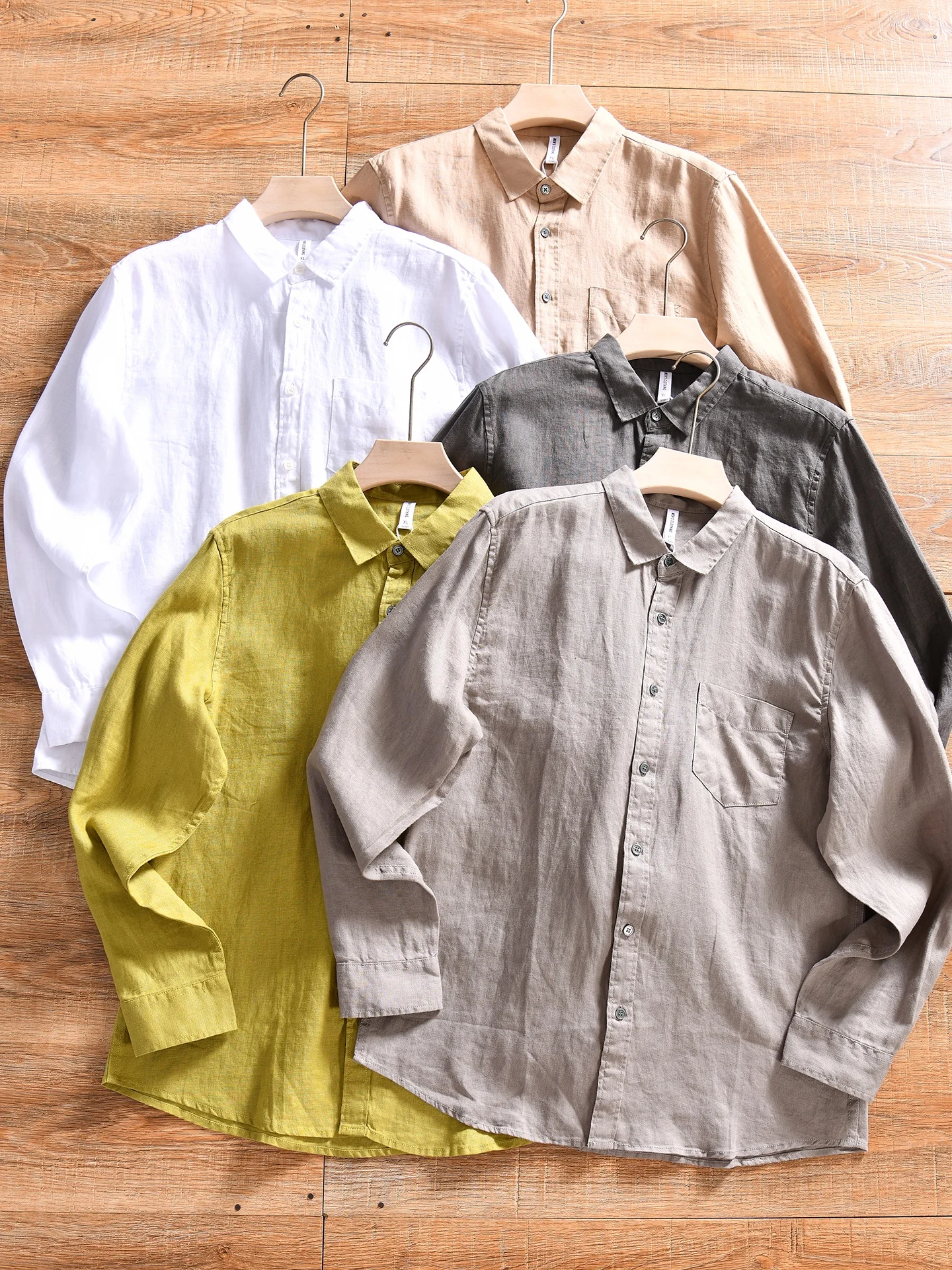 Washed Linen Long Shirt Men's Casual Versatile Spring Autumn Retro Shirt Breathable Moisture Absorbent Loose Fit Pocket Design