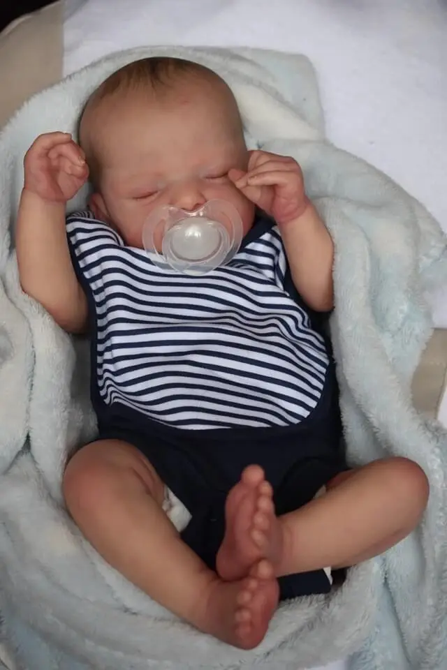 NPK-Muñeca para recién nacido de 19 pulgadas, cuerpo suave y tierno, piel 3D realista con venas visibles, muñeca hecha a mano de alta calidad