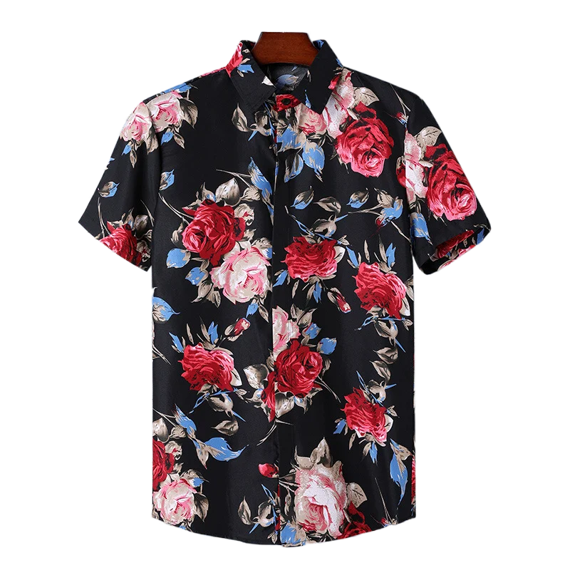 Fashion Men\'s Hawaiian Shirts Tee Shirt Men Streetwear Short Sleeve Shirt For Men Clothing Top Print Blouse Large Size Camisas