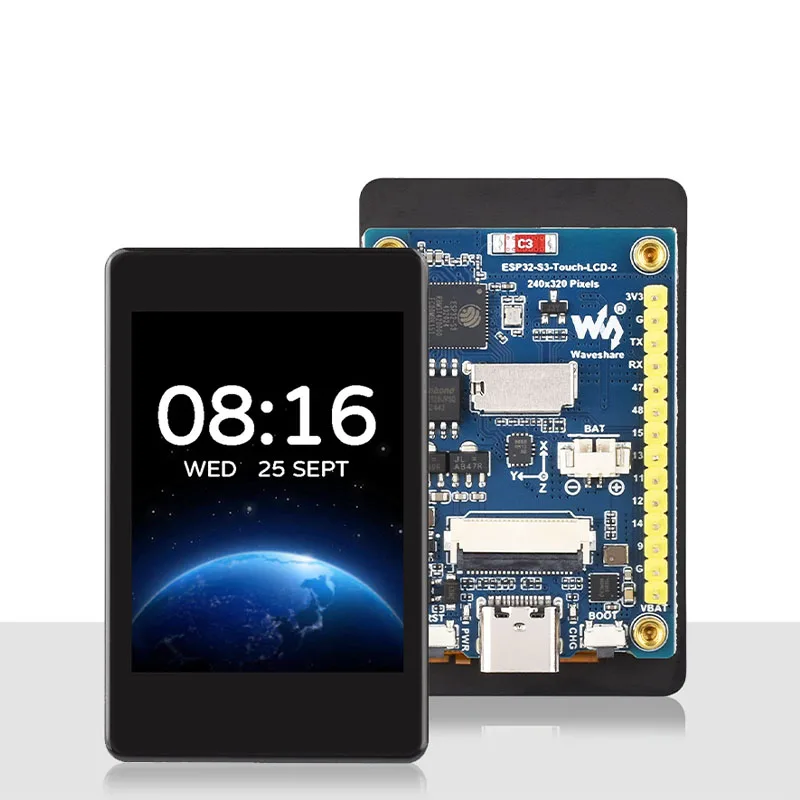 2.0" IPS Capacitive Touch Screen ESP32-S3 Dev Board, 240x320 Display with Camera Interface, WiFi BT IoT Development Kit