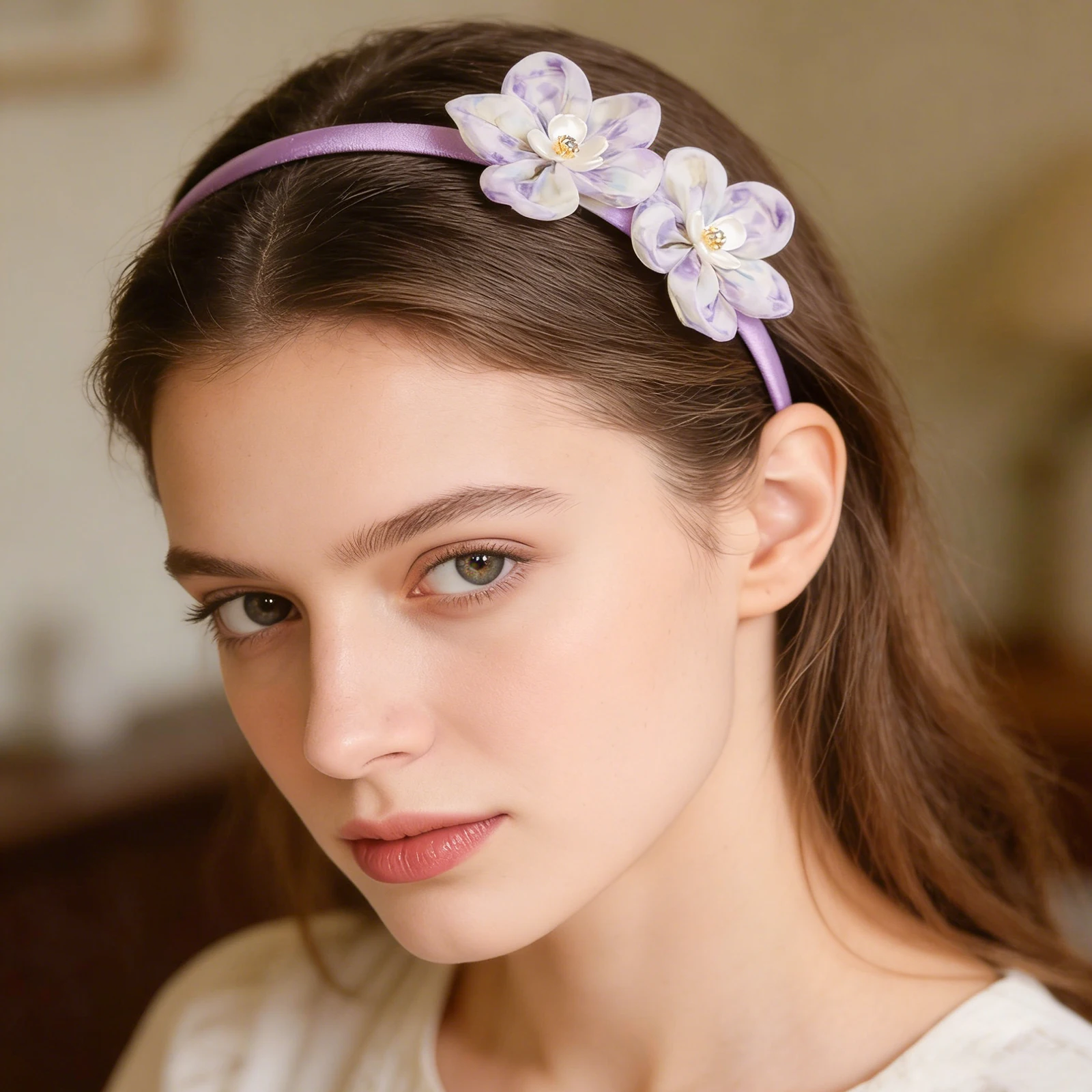 1/5 piece, light luxury diamond inlaid petal headband, net red dyed headband, anti slip hair accessory.