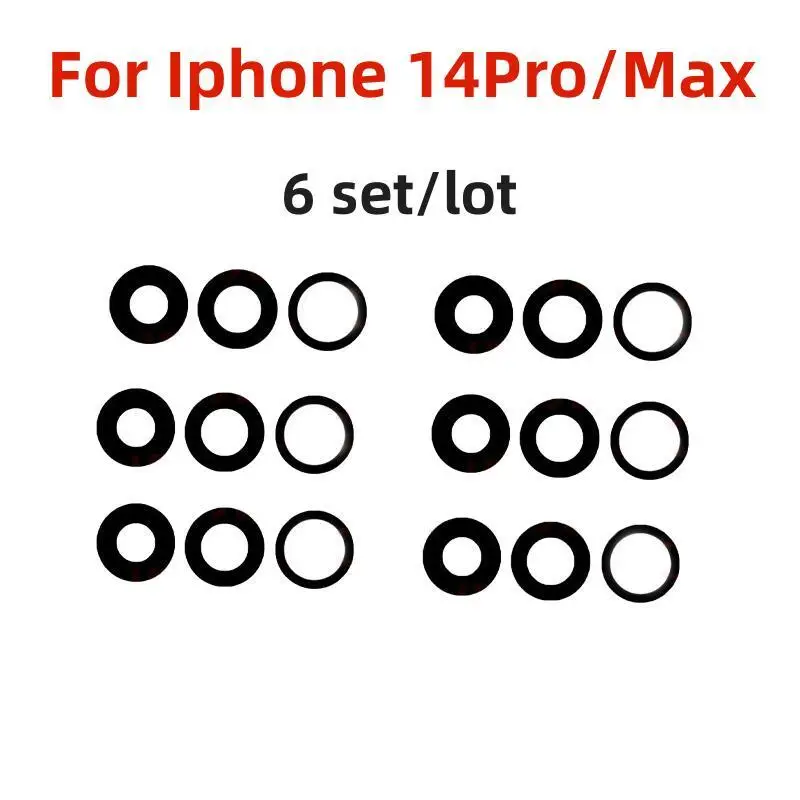 

6pcs Rear Back Camera Lens Glass for iPhone 14 13 Pro Max 12 11 ProMax Mini XR XS XsMax X 7 8 Plus 6 6s SE with Glue Sticker