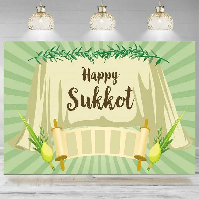 Happy Sukkot Backdrop Banner Jewish Holiday Photography Background Photo Booth Wedding Birthday Sukkot Party Decoration