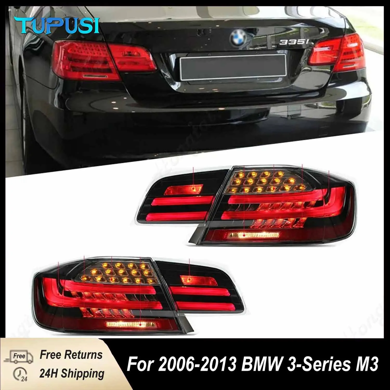 

2PCS LED Tail Lights Rear Lamps Set For BMW 3 Series E92 M3 2006-2013 Coupe LCI Facelift turn signal reverse the lights