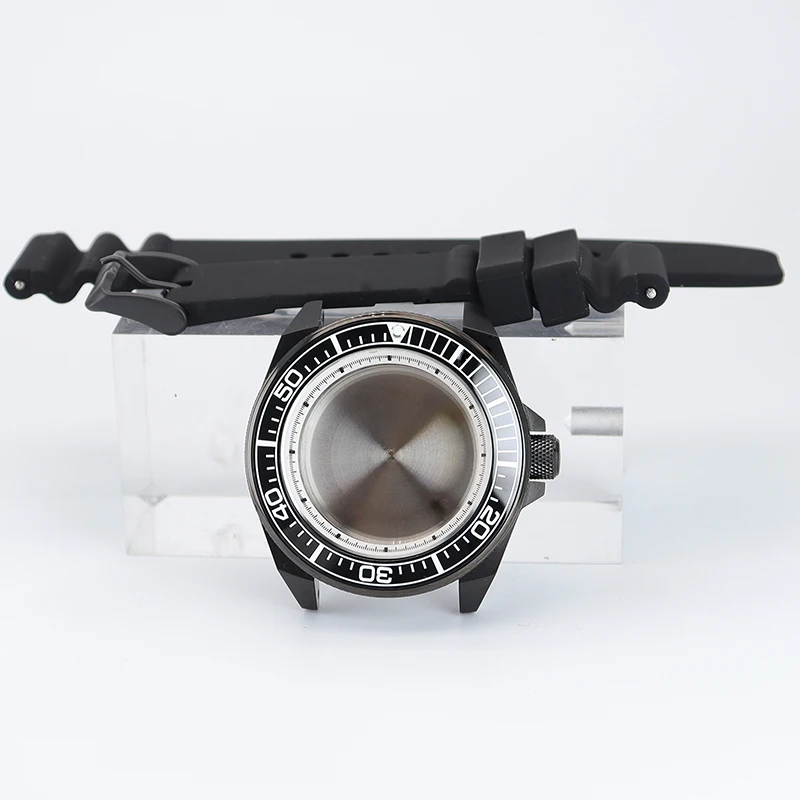 

PVD Black 43.8mm Diver Watch Case Rubber Strap Ceramic Bezel For Mod Samurai Seiko NH35 NH36 NH38 NH34 4R36 28.5mm Dial Sapphire
