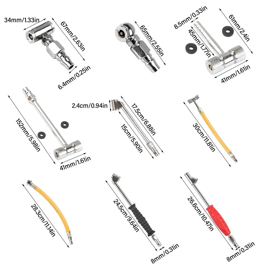 Car Tire Air Pump Nozzle Tire Air Inflator Hose Inflatable Pump Tube Adapter Dual Air Tire Chuck Head For Car/Bike/Motorcycle