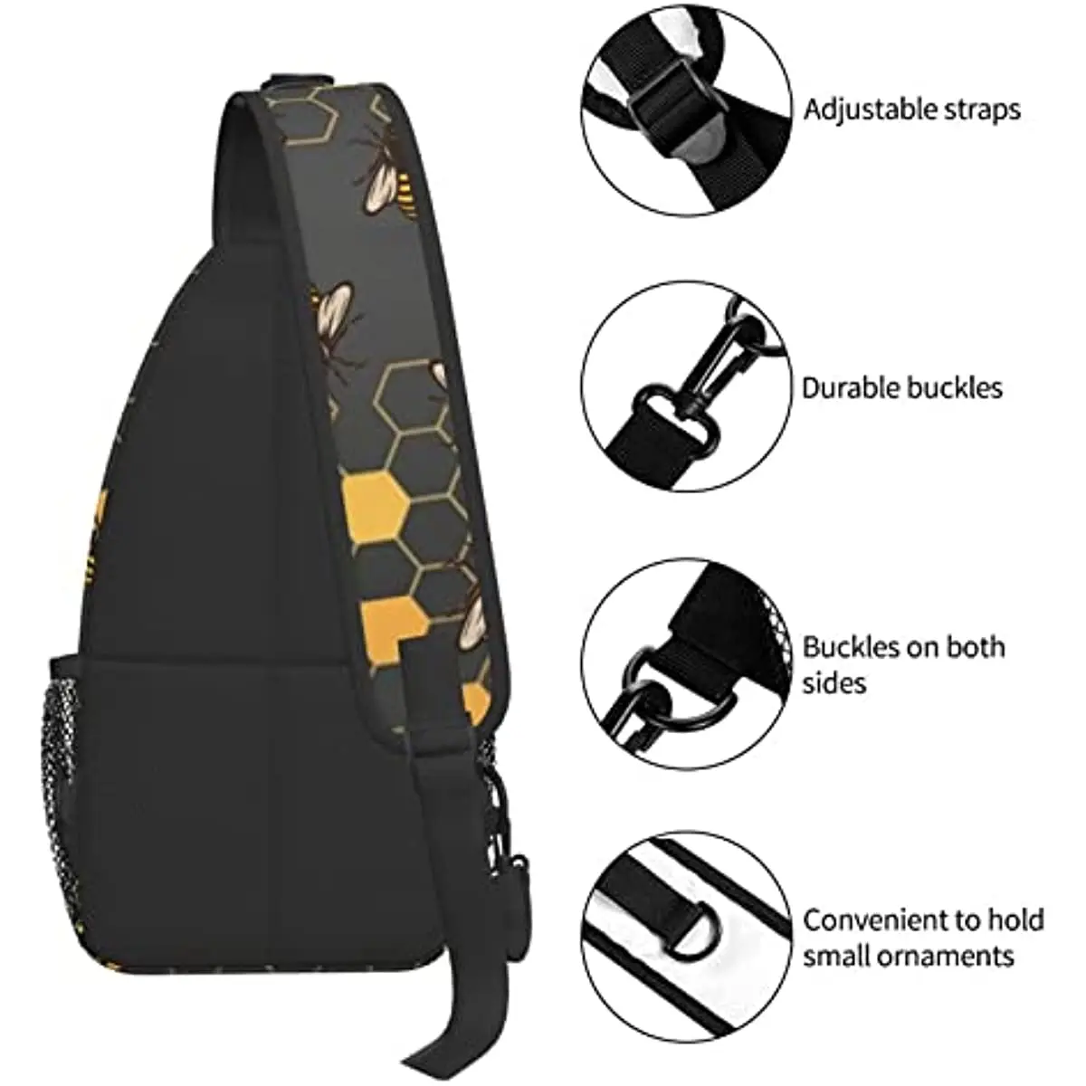 Bee Sling Bag Crossbody Travel senderismo Bags Mini mochila de pecho Casual Shoulder Daypack para mujeres y hombres, ligero