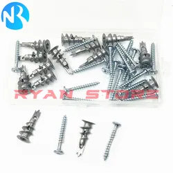 40Pcs Zinc Alloy Plasterboard Drywall Anchor Hollow Wall Self-drilling Wall Plug with Tapping Screw Drywall Bolt 13*32mm  4X35MM