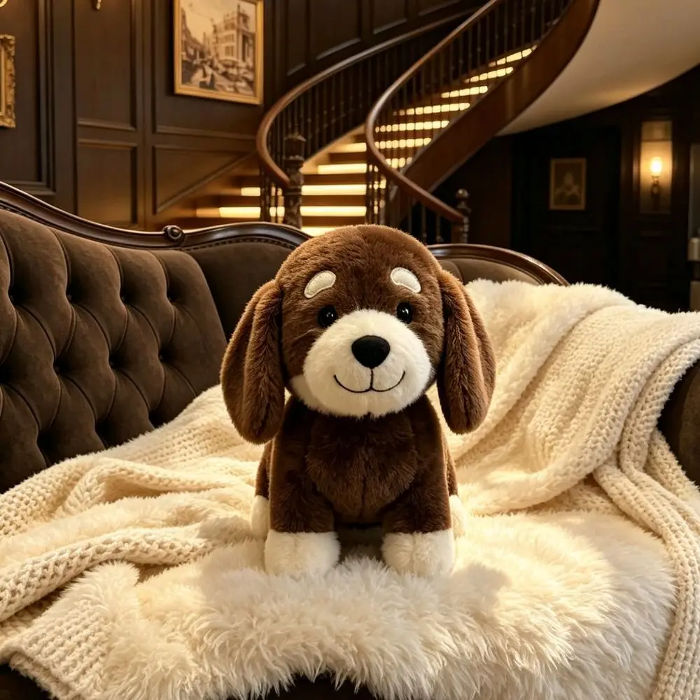 Gifts Fabric Dog Soft Brown And White Puppy 24cm Floppy Ears Animal Dog Children's