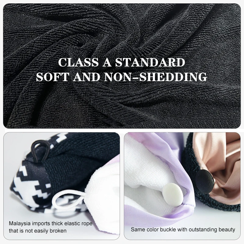 2025 جديد الفرنسية الراقية سميكة طبقة مزدوجة قبعة الشعر النساء سريعة الجافة سوبر ماصة حمام رئيس التفاف #5