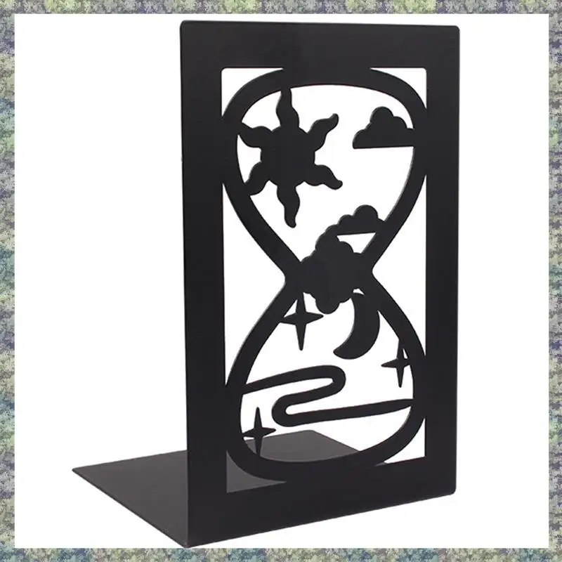 

WON F Bookshelf Desktop Bookshelf Bezel Fixed Book Storage For Art Hourglass Design Metal Book Stan