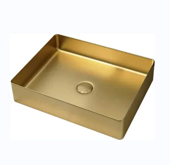 YYHC-Gold Square Rectangular Stainless Steel Single Sink Exclusive Hand Wash Basins Gold Design