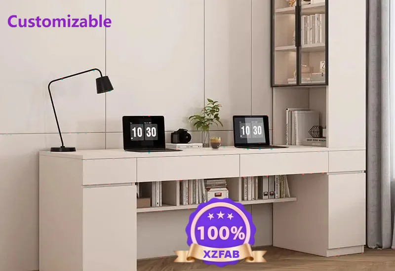 Factory Direct 2026 Computer desk bookshelf desk bookcase integrated home desktop writing bedroom simple solid wood light luxury