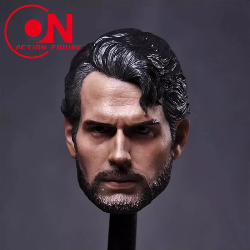 Cabeza esculpida de Henry Cavill barbuda, modelo tallado de cabeza de PVC para muñecos de cuerpo de figura de acción de soldado masculino de 12 pulgadas, 1/6