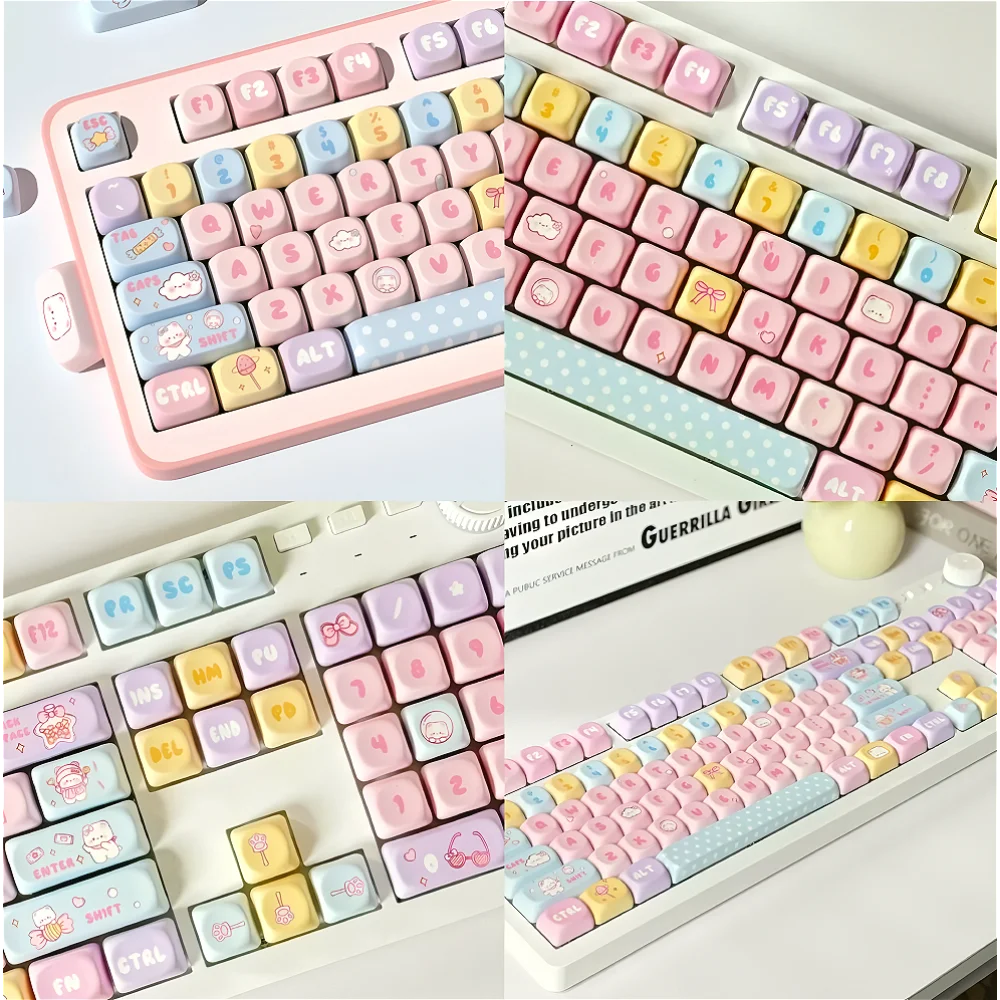 

MOA Keycap Set PBT Cute Personalized 131 Keys Candy Bear for 60/64/84/98/108 Gaming Mechanical Keyboard MX Switch