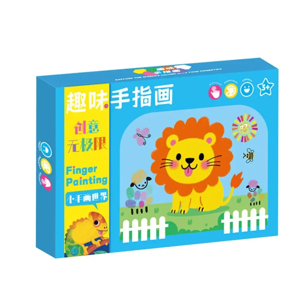 12/24 لون مجموعة الطلاء الاصبع دهان داي مونتيسوري تعلم إصبع طباعة الحبر لعبة كتب التلوين الكرتون نمط خربش كتاب
