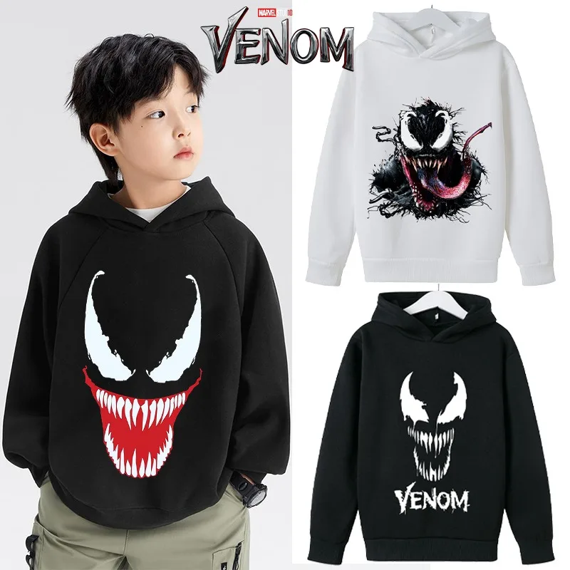 Venom Kids Hoodie Marvels Boys Pullover Preschool Clothing Baby Long Sleeved  Autumn Sweatshirt Winter Children's Wear Clothes