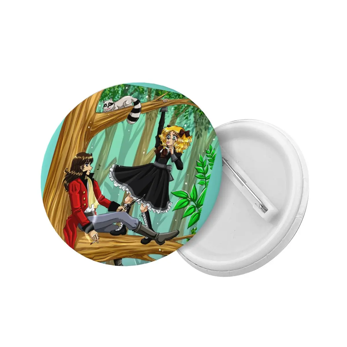 Candy-Candy And Terry Grandchaster In The Forest Round Button Pin for Bags Customizable Manga Pinback Badges Brooches