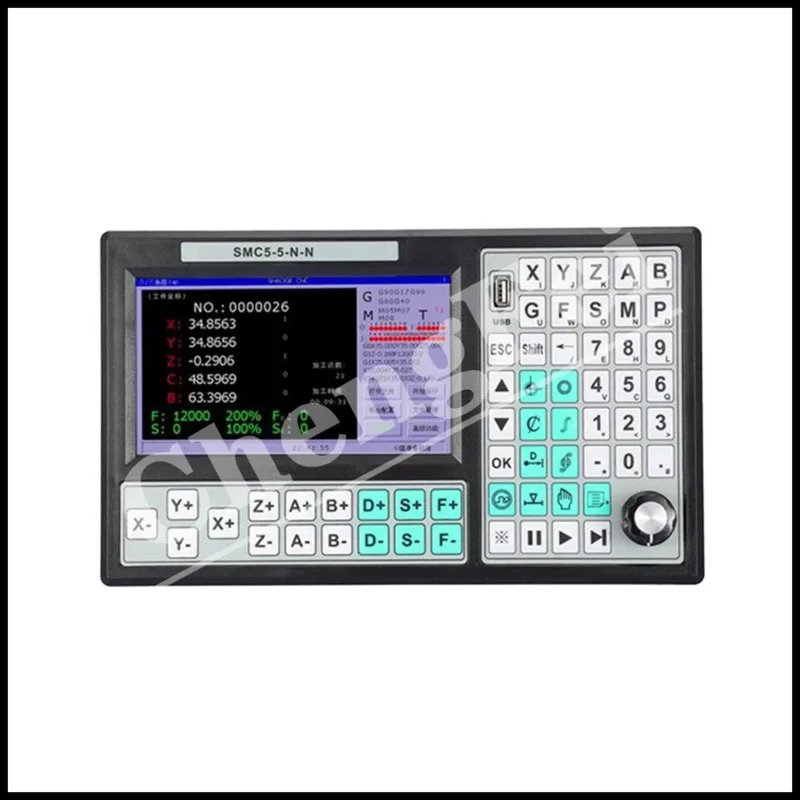 SMC5-5-N-N CNC Offline Controller, 5 Axis Group, 500KHz, Motion Control System   6 Axis, Emergency Stop Handwheel