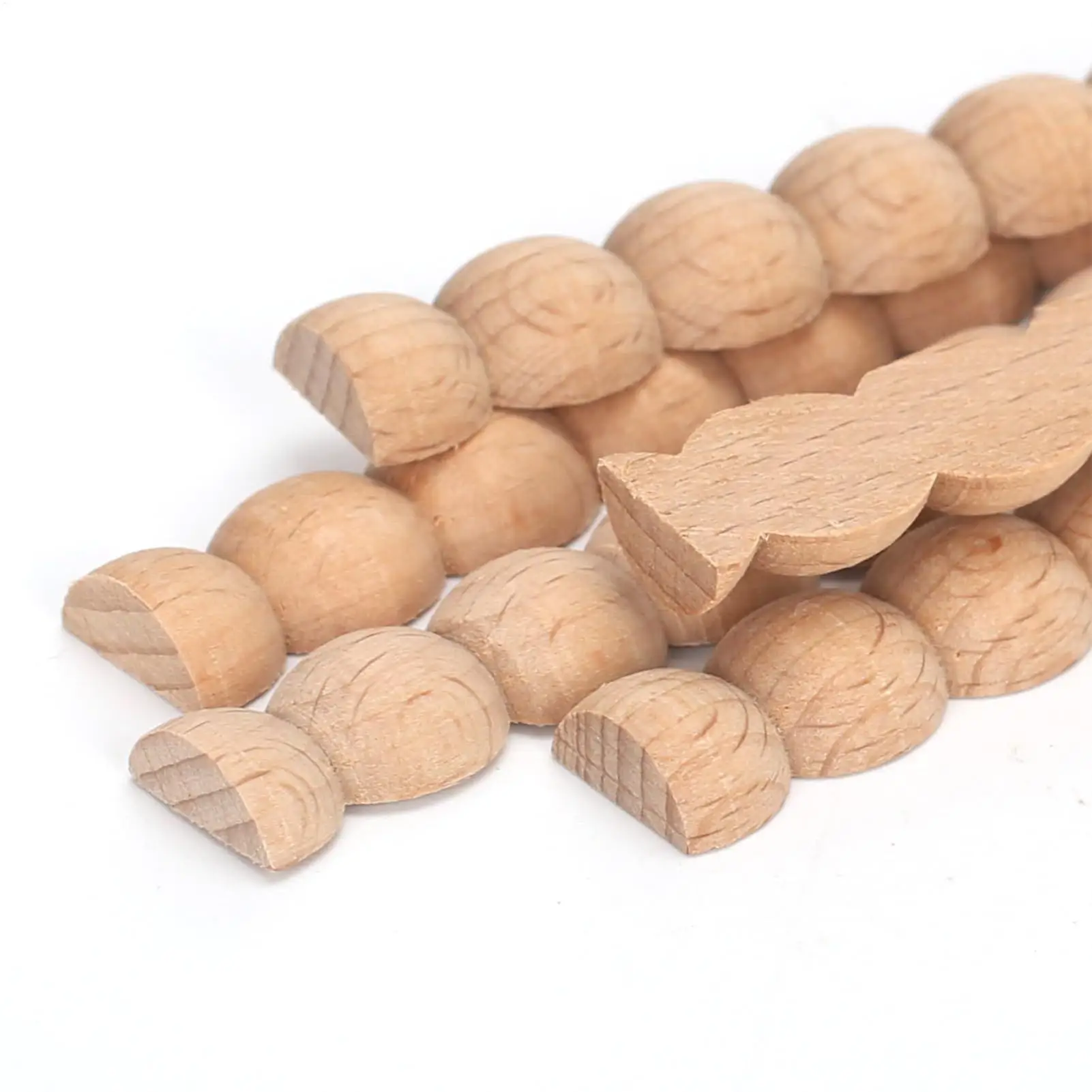 صب الخشب 15.75 بوصة غير مكتملة ثلاثية الأبعاد الخرز الخشب خشبية صب الخرز نصف 10 قطعة لخزانة نافذة الرف باب الأثاث المنزلي
