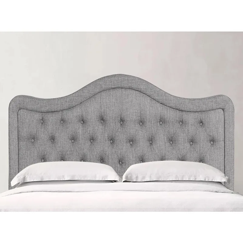 Adjustable Headboard with Fine Linen Upholstery and Button Tufting for Bedroom, King, Dove Gray