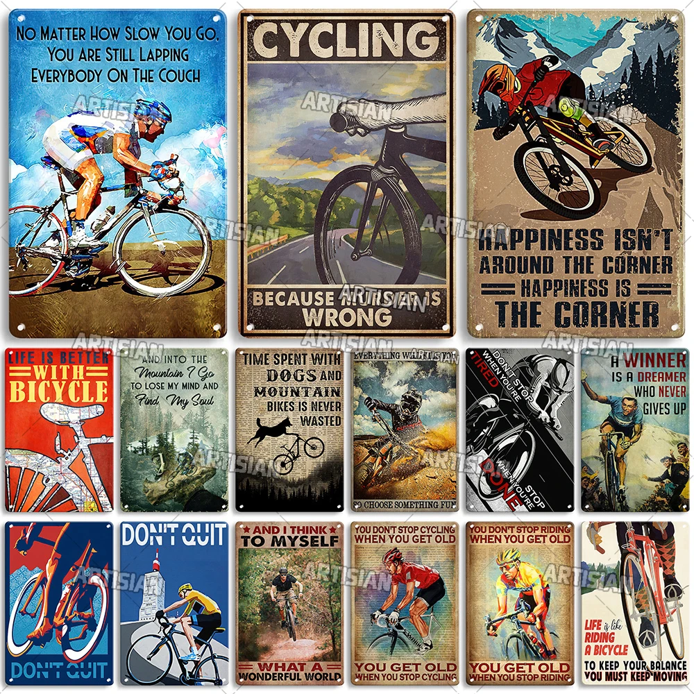 ARTISIAN Rusty Cycling Metal Tin Sign Vintage Sport Decorative Poster Pub Home Metal Sign Studio Industrial Decor Wall Plate