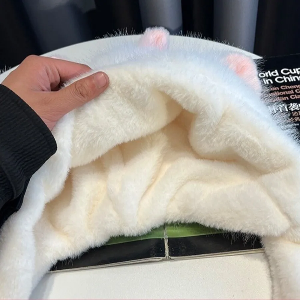 Cute Fluffy Fur Ear Protection Cap Sheep Windproof Keep Warm Headgear Cartoon Sheep Thick Mongolian Hat Hat Gifts