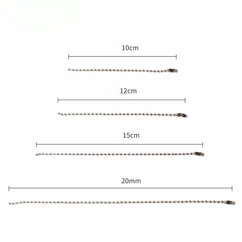 50 Stück/Los 2,4mm Kugelketten 10/12/15/20CM Perlenketten mit Verschluss für Etikettenanhänger DIY Schlüsselanhänger Schmuckherstellung – Detail 3