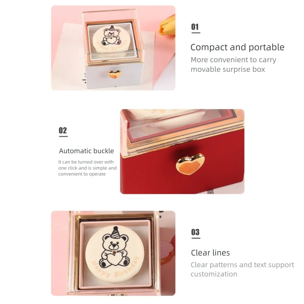 عيد الحب الدب الوجه الدائري صندوق حلقة عرض صندوق تخزين كعكة صغيرة علب الهدايا صديقة هدية مجوهرات هدية عيد ميلاد علبة التعبئة والتغليف