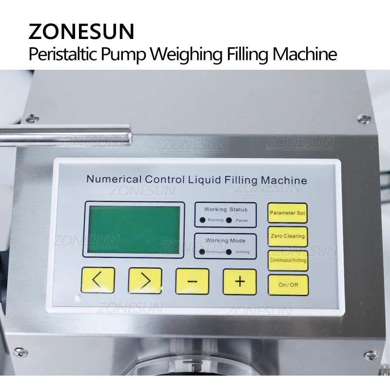 ZONESUN ZS-PP531W Semi Automatic Beverage Perfume Lotion Shampoo Weighing Filling Machine Peristaltic Pump Vial Bottle Filler