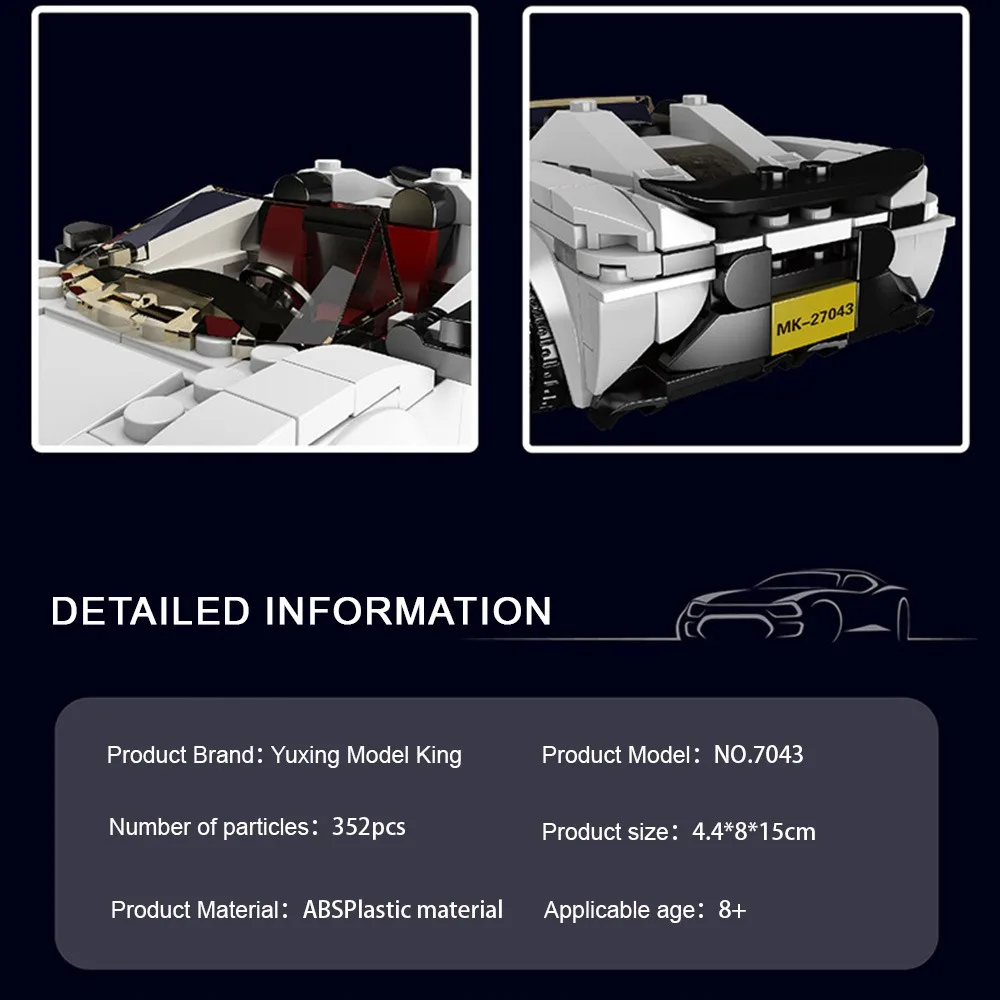 Mold King Mini Car Series 650s Samochód sportowy z wyświetlaczem Zestaw klocków do budowania Symulacja dla chłopców Nastolatki Dorośli Prezenty