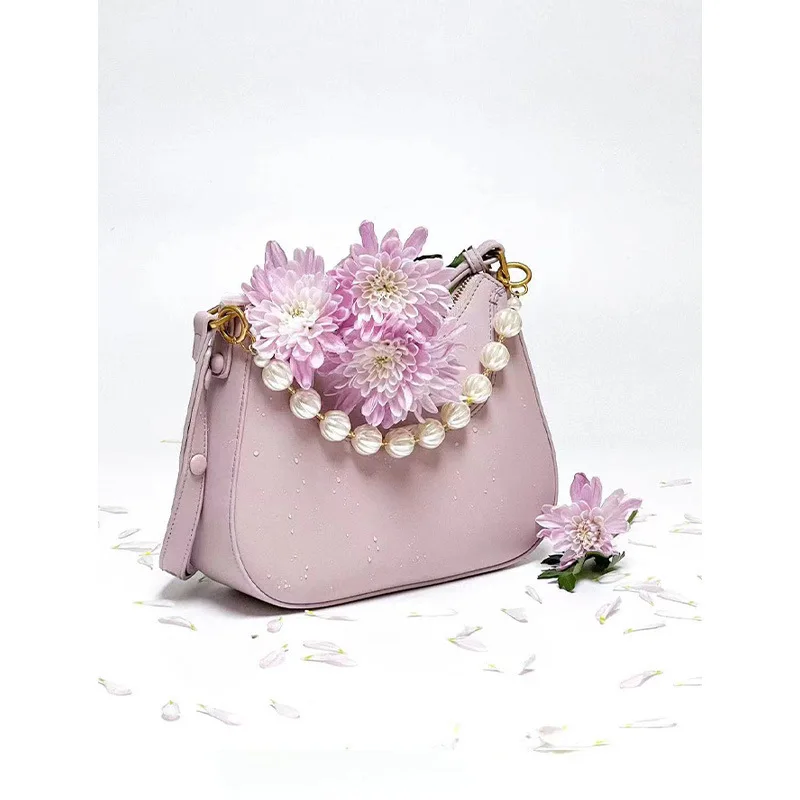 new pattern fashion Women Fashionable Ficus Shaped Pearl Packaging Decoration Chain Underarm Single Shoulder Crossbody Bag