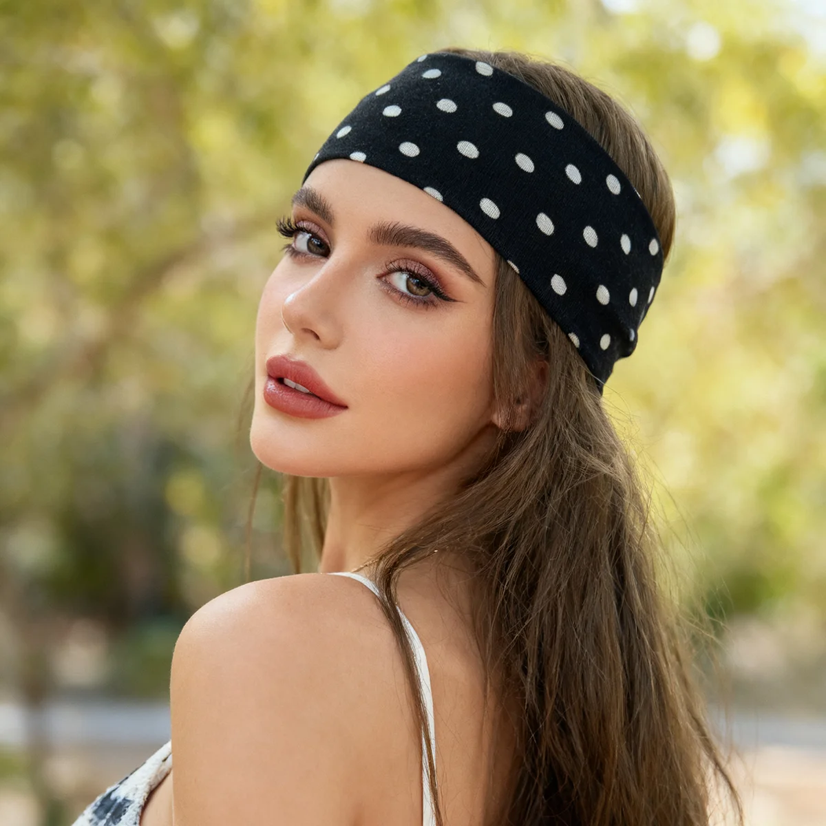 

Bohemian Wide Stretch Headbands Polka Dot Headwrap Turban Women's Wide Yoga Elastic Hairbands Bandana Hair Accessories