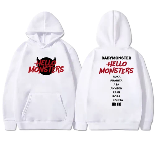Imagen 2 del producto Corea Kpop Babymonster nuevo Hello Monsters World Tour 2025 sudadera Otoño Invierno Unisex sudaderas con capucha de lana hombres mujeres jerseys