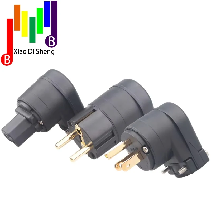 

Hi-end Hifi Audio Pure copper plating gold Electrical AC Female Male US IEC EU British Connector plug DIY Cable