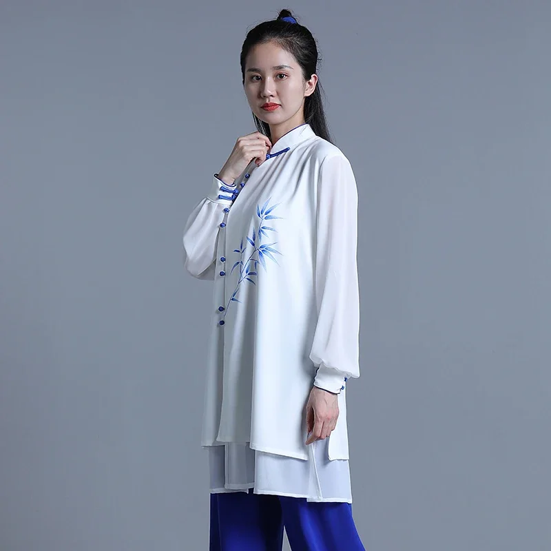 Tai Chi Clothes Women Wushu Clothes Kung Fu Competition Clothes Martial Art Uniform Wrinkle Free Hand Painted 2022 White