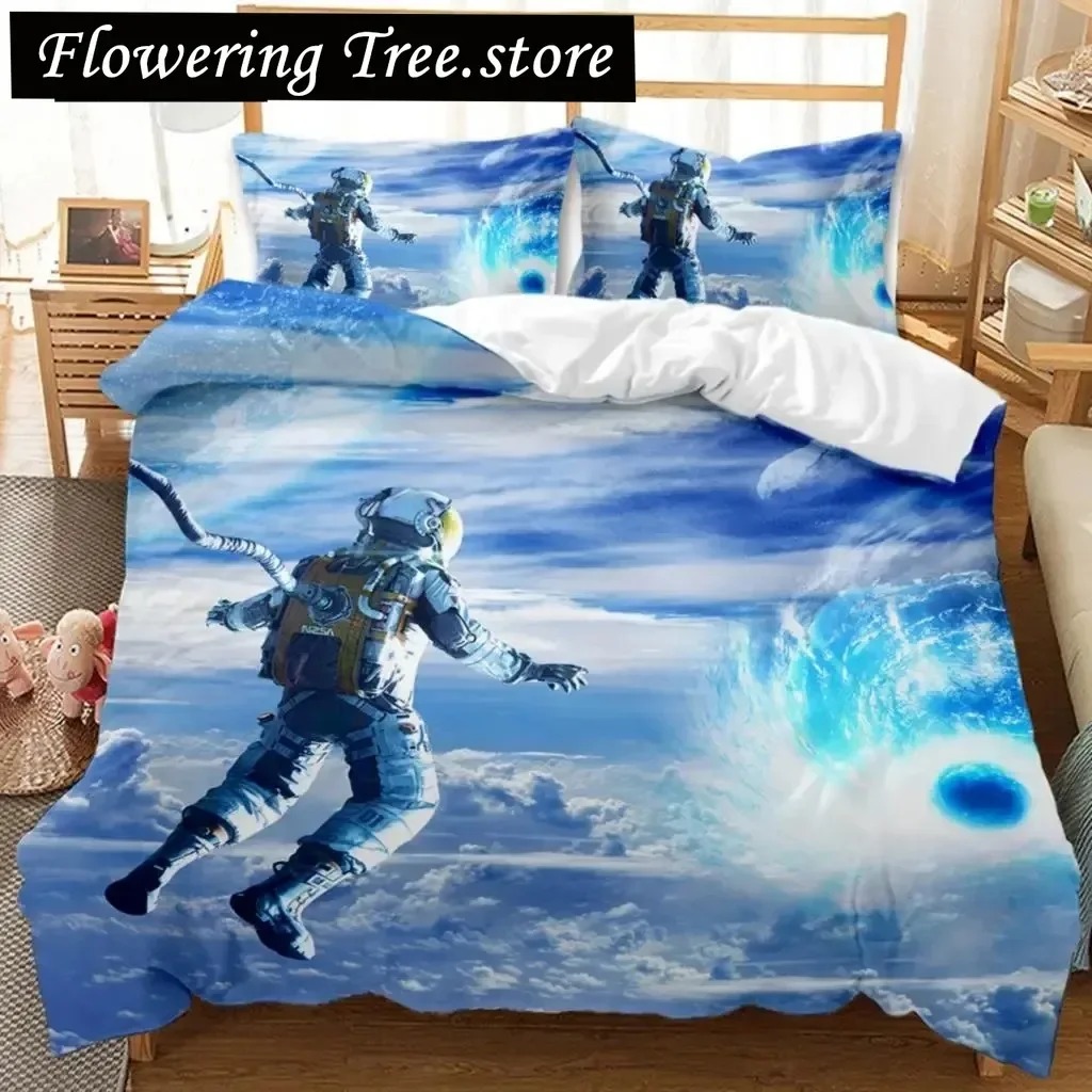 Spaceship Duvet Cover Set Spaceship Travel Through The Galaxy Space Bedding Set Pillowcase Queen King Size Polyester Qulit Cover