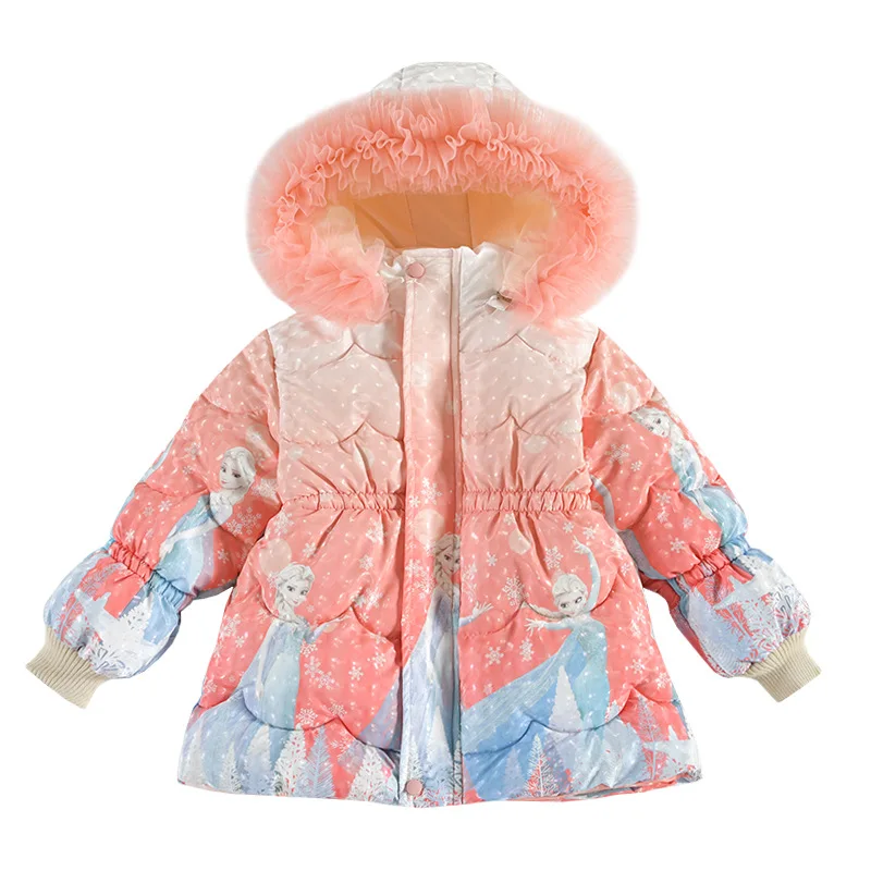 2024 Winter Girls Clothes Children Frozen Elsa down Jacket Princess Costumes Kids Padded Cotton Thicked Coats Fashion Outerwear