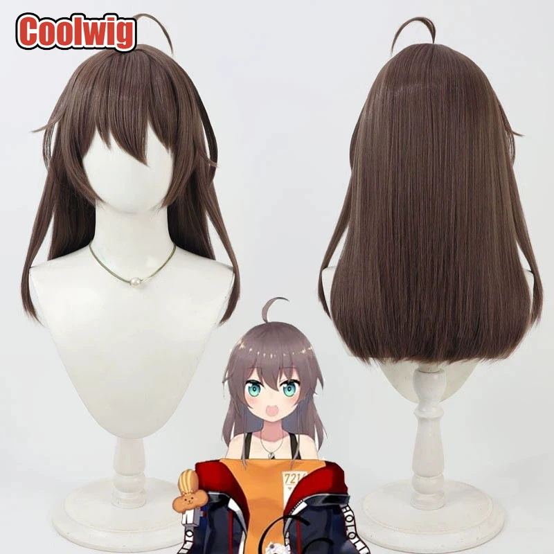 Coolwig Synthetic Hair Natsuiro Matsuri Cosplay Wigs Virtual YouTuber Natsuiro Matsuri 40cm Long Dark Brown Wig Heat Resistant