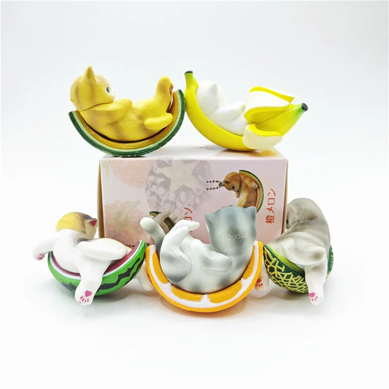 Cute Fruit Cat Figure Toy in Banana for Collectors and Kids Adorable Cat Doll Figurine