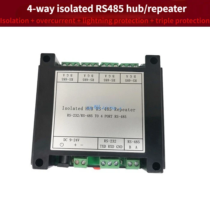 Industrial-grade Photoelectric Isolation 4-way RS485 Hub HUB Sharer Splitter 1 Input 4 Output Support RS232