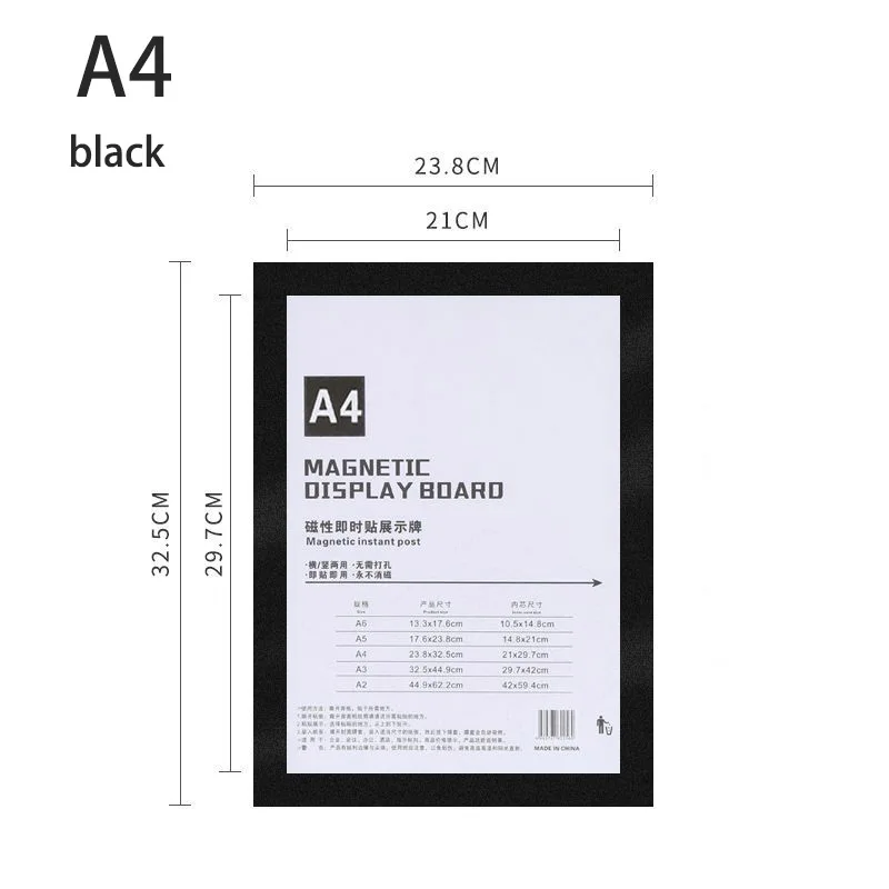 Magnetic Display Board A4 A3 File Adhesive Instant Post Transparent Wall Sticker Replaceable Plastic Ferrules