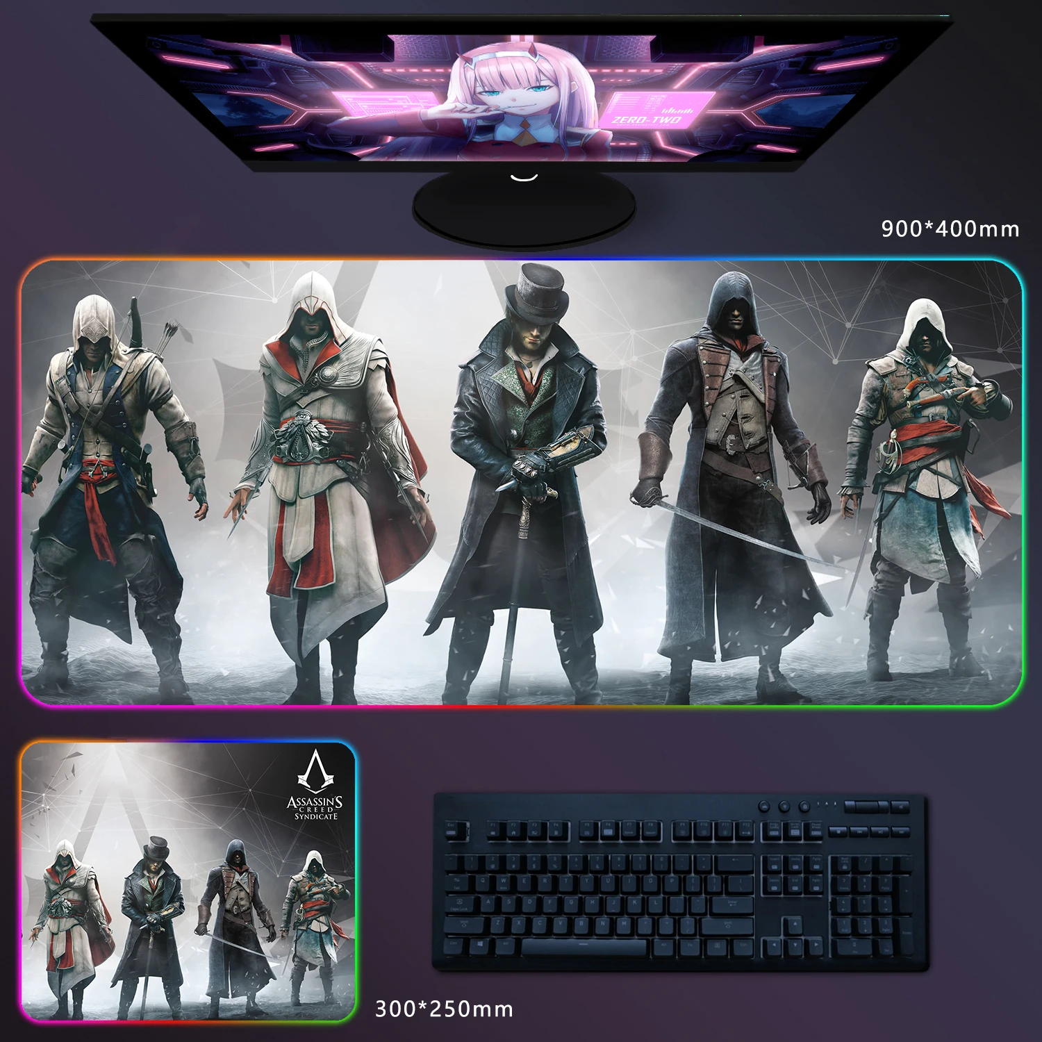 RGB Mouse Pad 900x400x3mm Anime Gaming Mousepad Gamer Large LED Rubber Table Mat Laptop Pad Desktop Game Mats Carpet