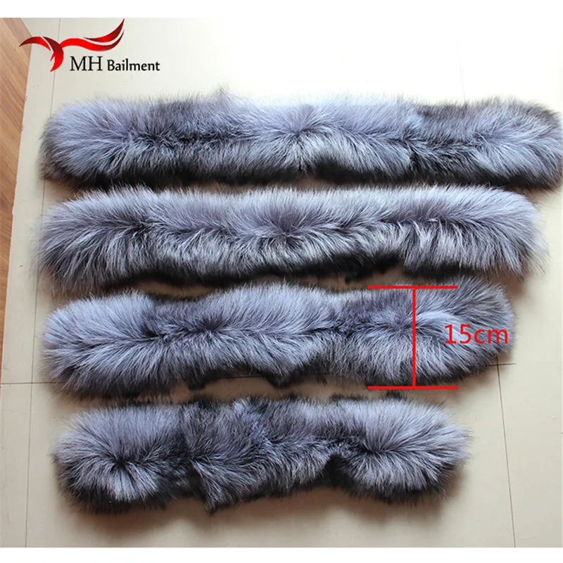 Silver fox Winter Women\'s Real Fox Fur Scarf Fox Fur Cap Fur Collar Scarves 80cm Collar Soft Fur Scarf Neck Warmer L#45