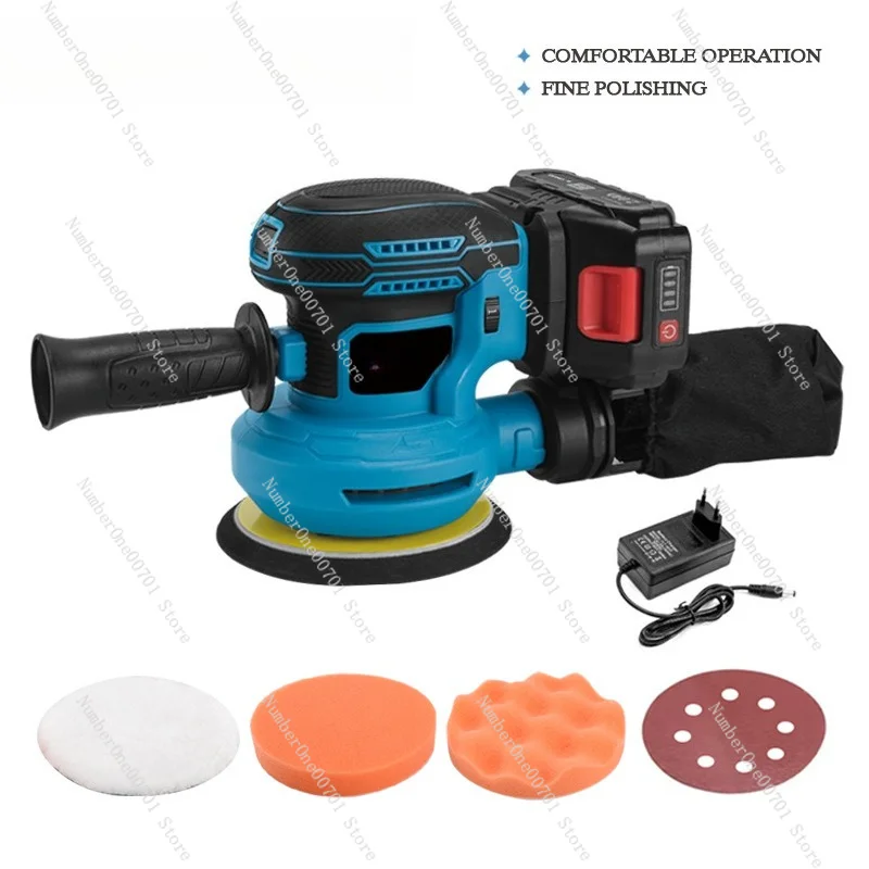 Cordless Random Orbit Sander, Lithium Battery Electric Wood Sander with Dust Bag, 5 Inch Palm Sander for Woodworking Polishing