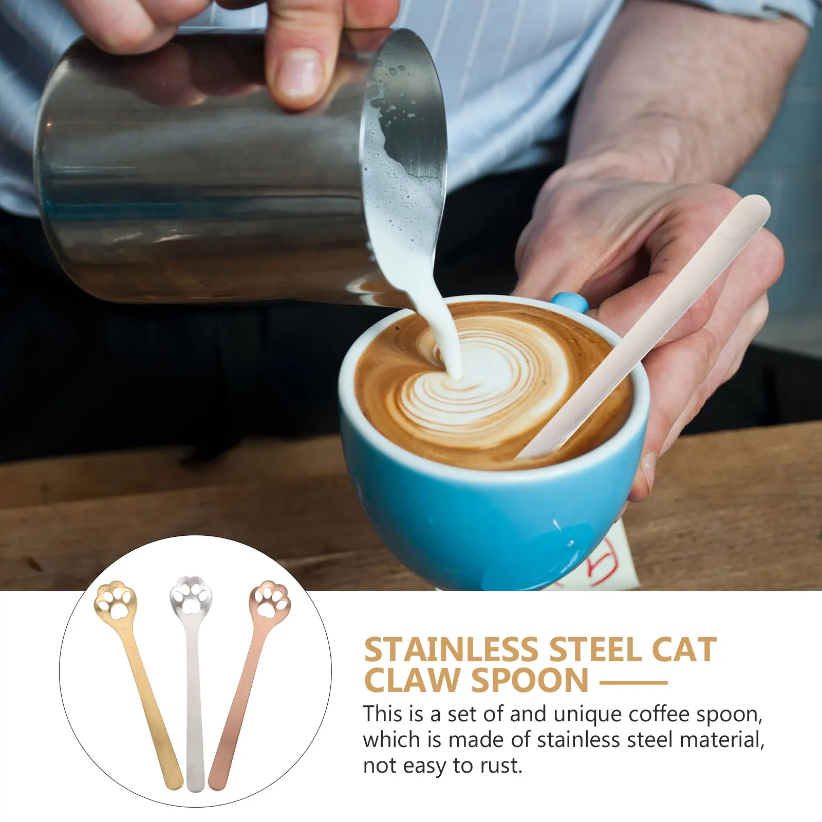 

3Pcs Unique Coffee Spoon Set Stainless Steel Portable Lightweight Great for Cakes Desserts and Drinks Silver Golden Rose